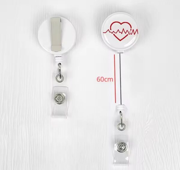 Heartbeat ECG Retractable ID Badge Reel